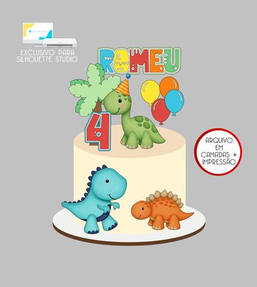 4227 - Arquivo Topo de Bolo Dinossauro Baby