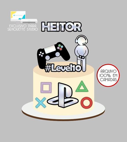 423 - Arquivo Topo de Bolo Video Game Playstation