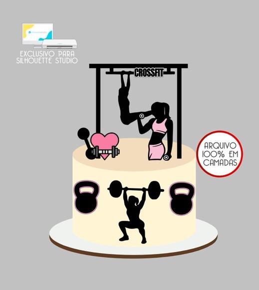 4242 - Arquivo Topo de Bolo Academia Crossfit Mulher