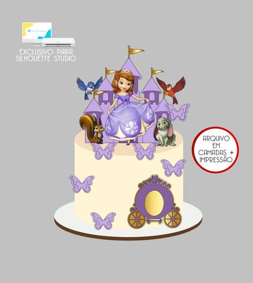 4245 - Arquivo Topo de Bolo Princesa Sofia