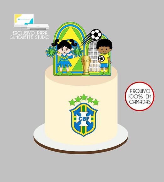 446 - Arquivo Topo de Bolo Copa do Mundo Menino e Menina