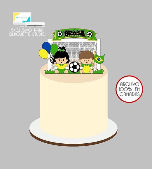 449 - Arquivo Topo de Bolo Copa do Mundo Menino e Menina