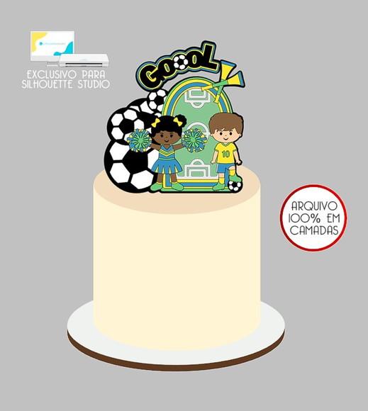 451 - Arquivo Topo de Bolo Copa do Mundo Menino e Menina