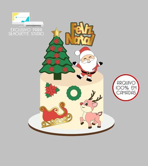 477 - Arquivo Topo de Bolo Natal Papai Noel