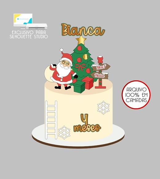 476 - Arquivo Topo de Bolo Natal Papai Noel
