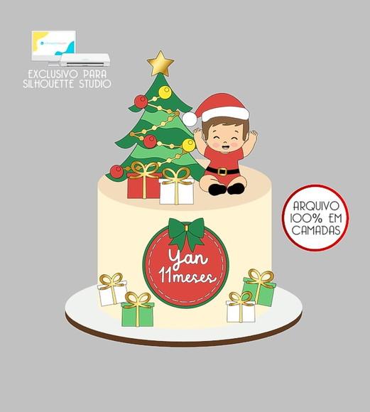 484 - Arquivo Topo de Bolo Natal Menino