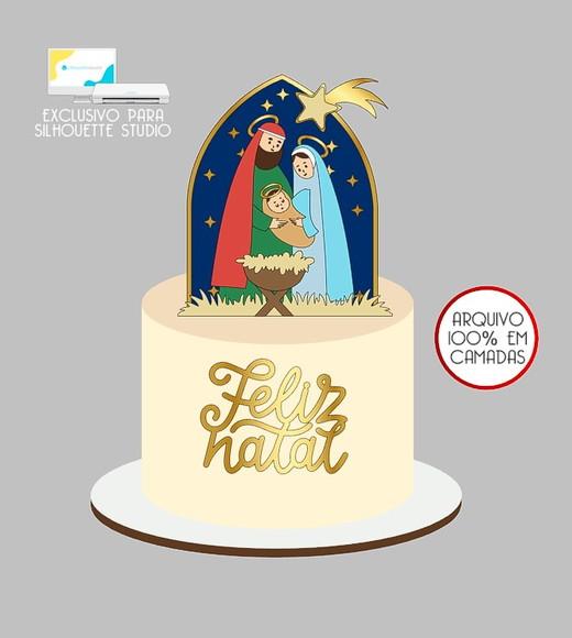 482 - Arquivo Topo de Bolo Natal Menino Jesus Presépio