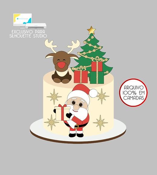 485 - Arquivo Topo de Bolo Natal Papai Noel