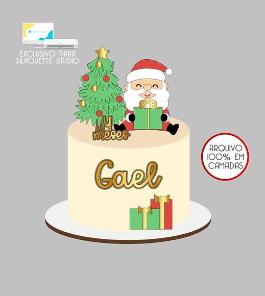 490 - Arquivo Topo de Bolo Natal Papai Noel