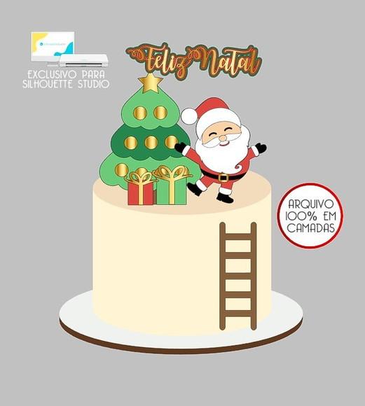 492 - Arquivo Topo de Bolo Natal Papai Noel