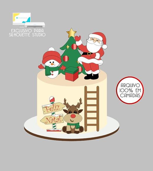 495 - Arquivo Topo de Bolo Natal Papai Noel