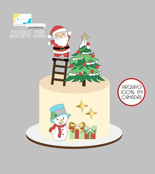 497 - Arquivo Topo de Bolo Natal Papai Noel