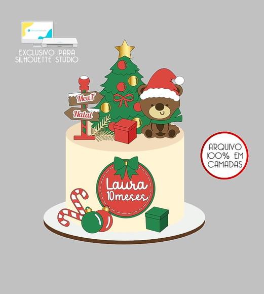 498 - Arquivo Topo de Bolo Natal Ursinho