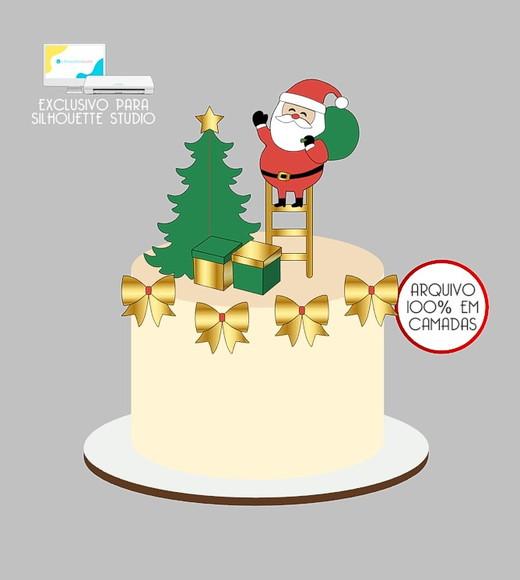 499 - Arquivo Topo de Bolo Natal Papai Noel