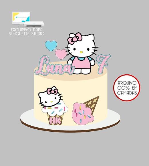 501 - Arquivo Topo de Bolo Hello Kitty