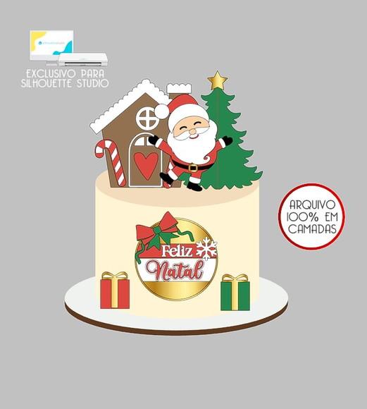 515 - Arquivo Topo de Bolo Natal Papai Noel