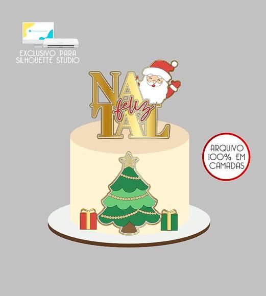 514 - Arquivo Topo de Bolo Natal Papai Noel