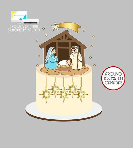547 - Arquivo Topo de Bolo Natal Menino Jesus Presépio