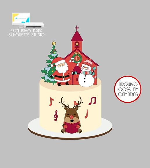 554 - Arquivo Topo de Bolo Natal Papai Noel Boneco de Neve