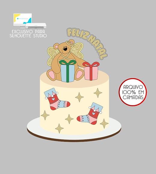 573 - Arquivo Topo de Bolo Natal Ursinho