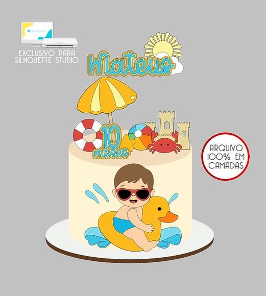 588 - Arquivo Topo de Bolo Praia Verão Menino