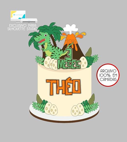 599 - Arquivo Topo de Bolo Dinossauro