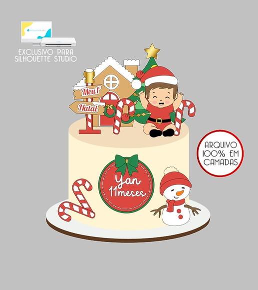 638 - Arquivo Topo de Bolo Natal Menino
