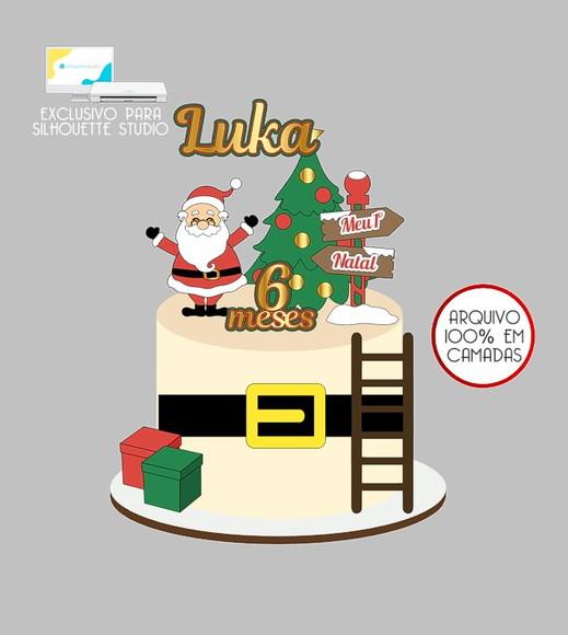 636 - Arquivo Topo de Bolo Natal Papai Noel
