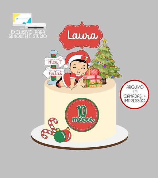 647 - Arquivo Topo de Bolo Natal Menina