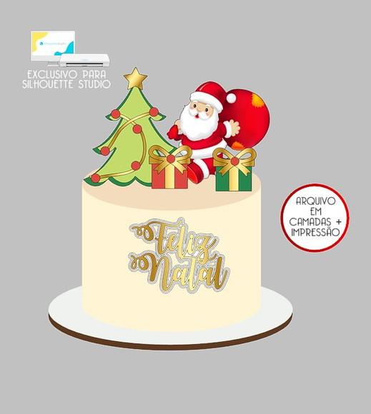 663 - Arquivo Topo de Bolo Natal Papai Noel