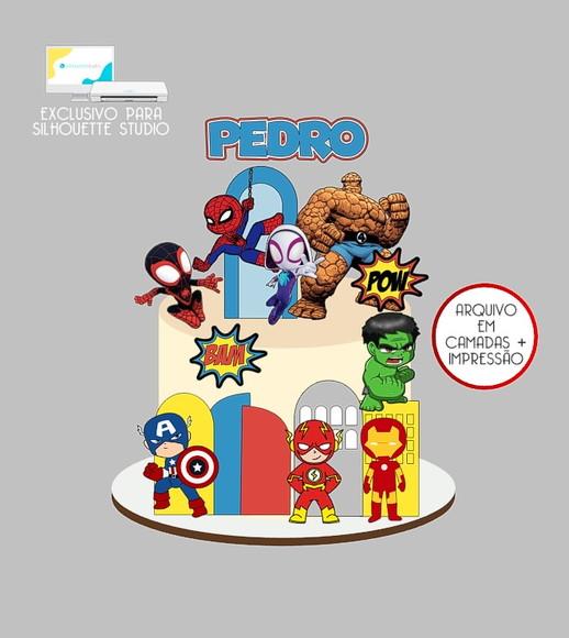 665 - Arquivo Topo de Bolo Super Heróis Vingadores Baby