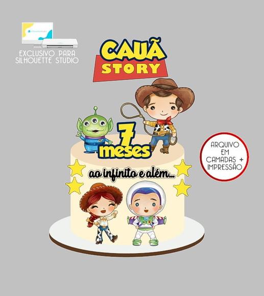 670 - Arquivo Topo de Bolo Toy Story Aquarela Baby