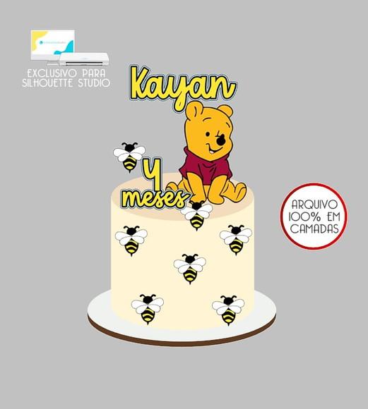 673 - Arquivo Topo de Bolo Ursinho Pooh