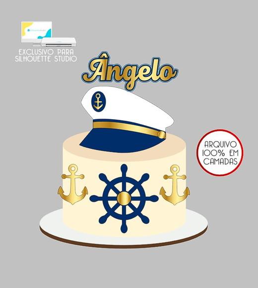 676 - Arquivo Topo de Bolo Marinheiro Chapéu Âncora
