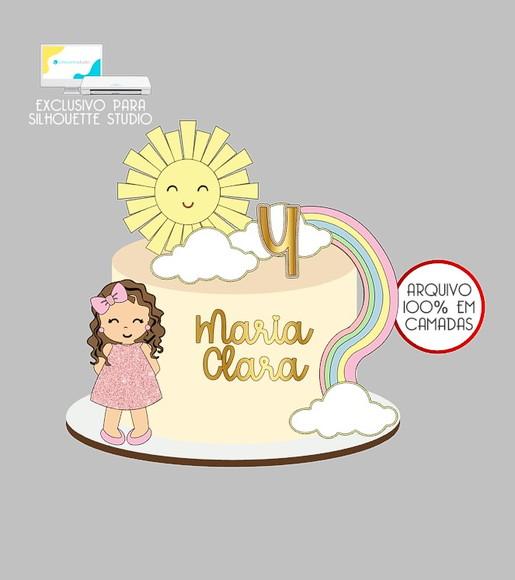 677 - Arquivo Topo de Bolo Raio de Sol Menina