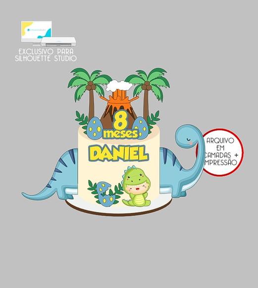 687 - Arquivo Topo de Bolo Dinossauro