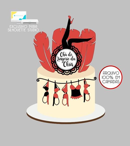 694 - Arquivo Topo de Bolo Chá de Lingerie