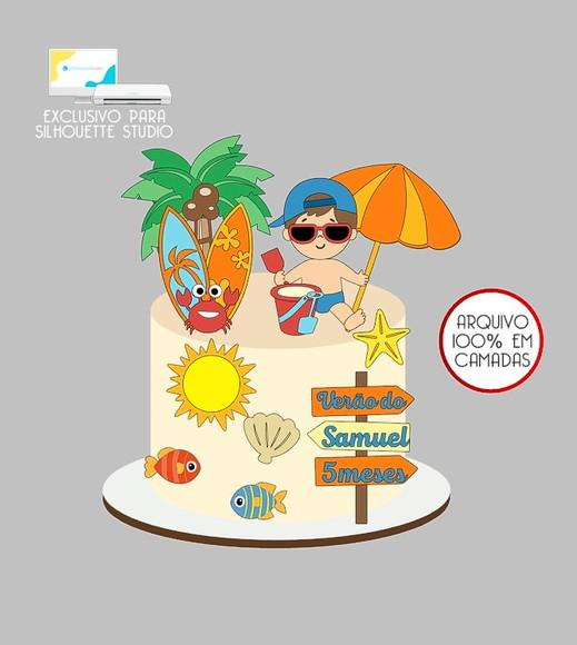 697 - Arquivo Topo de Bolo Praia Verão Menino