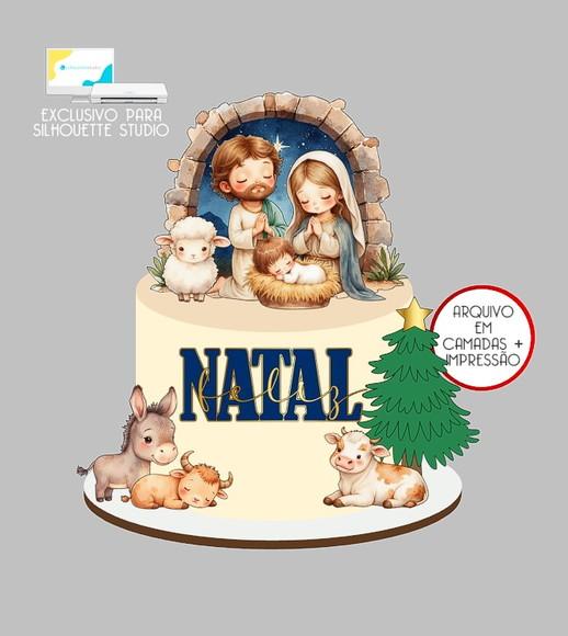 704 - Arquivo Topo de Bolo Natal Presépio Menino Jesus