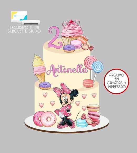 737 - Arquivo Topo de Bolo Minnie Confeiteira