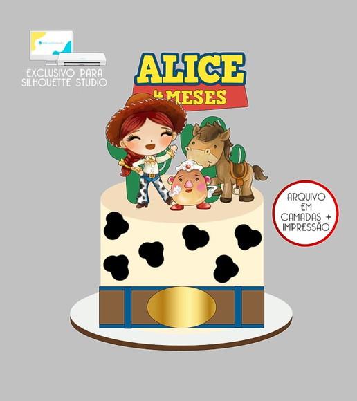 758 - Arquivo Topo de Bolo Jessie Toy Story Aquarela Baby