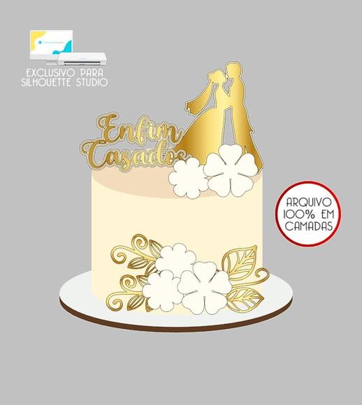 759 - Arquivo Topo de Bolo Casamento Bodas Casal