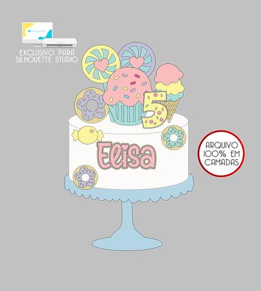 76 - Arquivo Topo de Bolo Sorvete Donuts