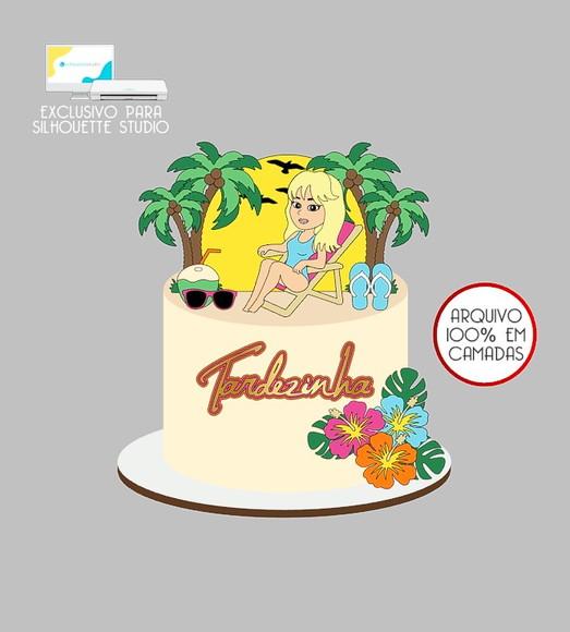 783 - Arquivo Topo de Bolo Praia Tardezinha Mulher