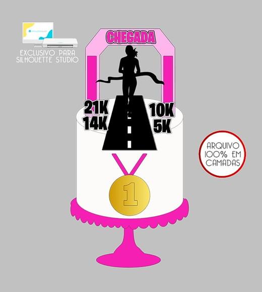 79 - Arquivo Topo de Bolo Corrida Maratona Mulher