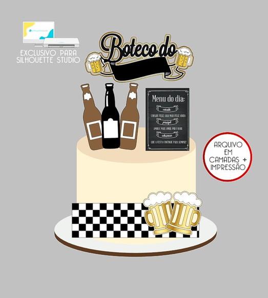 811 - Arquivo Topo de Bolo Boteco Cerveja Chope