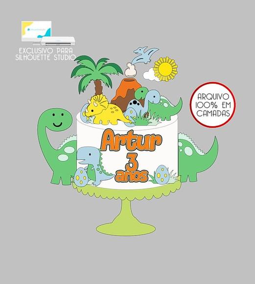 85 - Arquivo Topo de Bolo Dinossauro