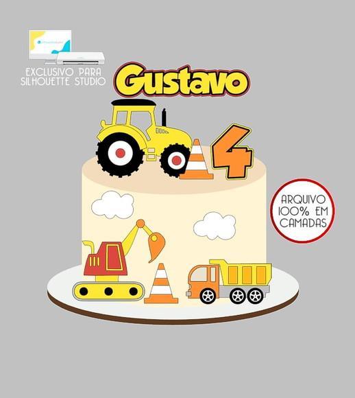 868 - Arquivo Topo de Bolo Trator Carros Caminhão