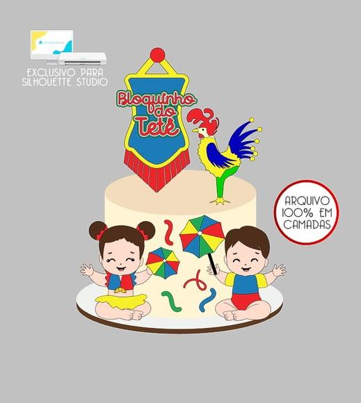 873 - Arquivo Topo de Bolo Carnaval Frevo Menina e Menino