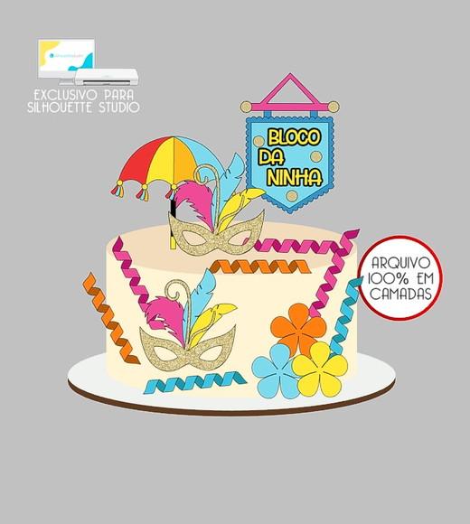 870 - Arquivo Topo de Bolo Carnaval Frevo